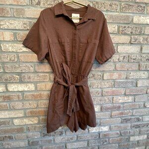 Abercrombie and Fitch Utility Romper in Mocha